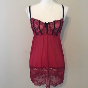 Red lace babydoll slip chemise